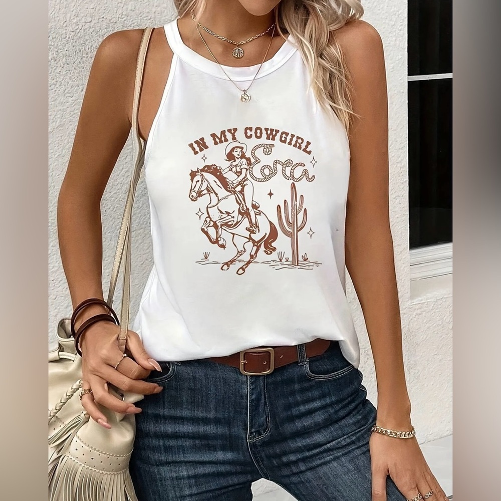 Women’s In My Cowgirl Era tank top white size M